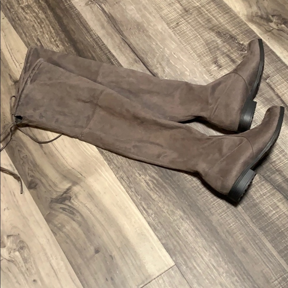Gray over the knee boots